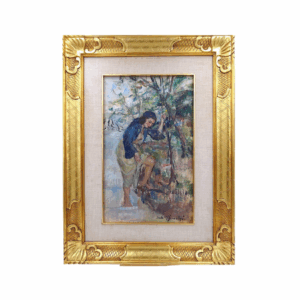 Dipinto di Carlo Cherubini "Figura femminile nel ruscello" anni 50