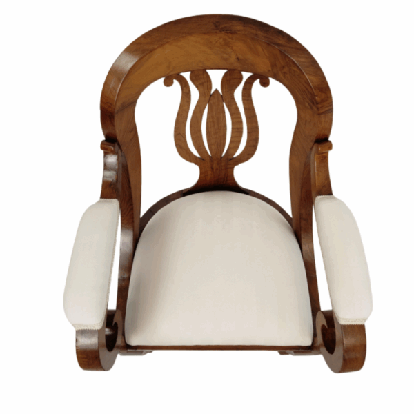 Poltrona in legno di noce del XIX secolo di epoca Biedermeier - immagine 3