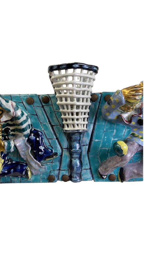 Pannello con 7 formelle e luci in Ceramica San Polo, Italy, 1950 - immagine 4