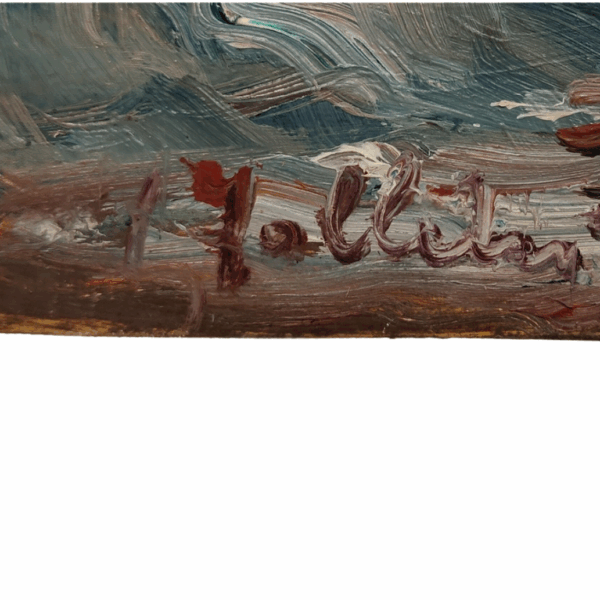 Marine con scogli e imbarcazioni, Olio su tela, 1930 - immagine 5