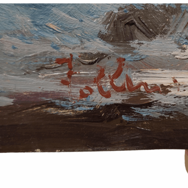 Marine con scogli e imbarcazioni, Olio su tela, 1930 - immagine 6