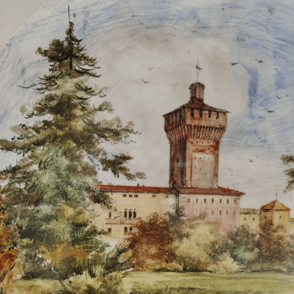 Piatto in ceramica dipinta a mano con giardino di Otello de Maria, Italia, 1960 - immagine 2