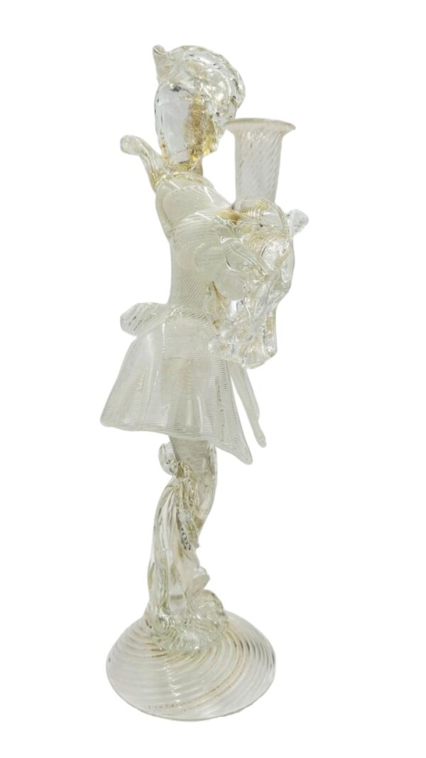 Coppia di candelieri in vetro di Murano, figurine goldoniane, Italia, anni '80 - immagine 6
