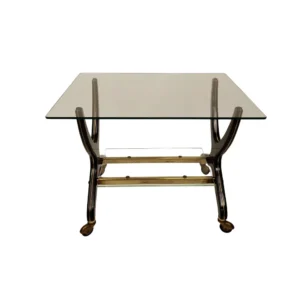 Carrello in legno, vetro e ottone in stile Art Déco - anni '50, Italia