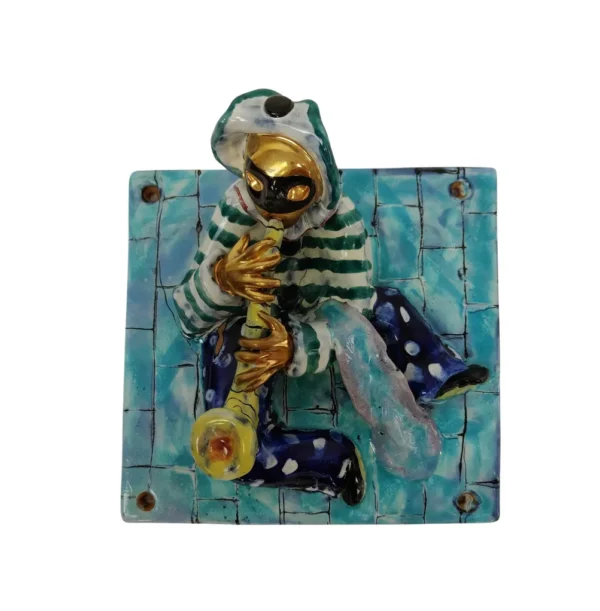 Ceramica di San Polo con maschera veneziana di Otello Rosa, Venezia 1950