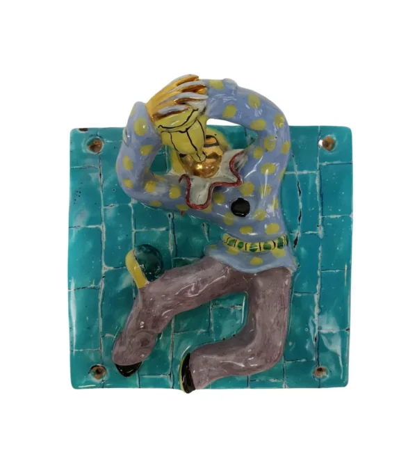 Ceramica di San Polo con maschera e fiasco di Otello Rosa, Venezia, 1950