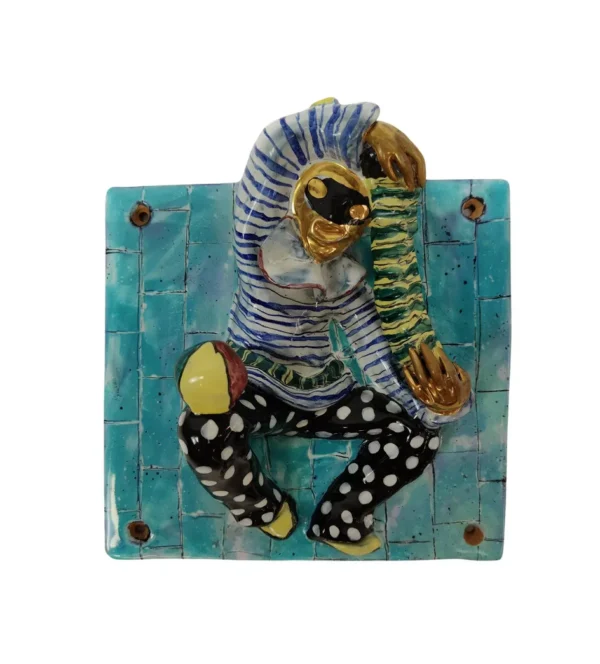 Ceramica di San Polo con maschera e fisarmonica di Otello Rosa, Venezia, 1950