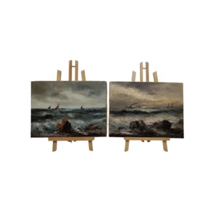 Marine con scogli e imbarcazioni, Olio su tela, 1930