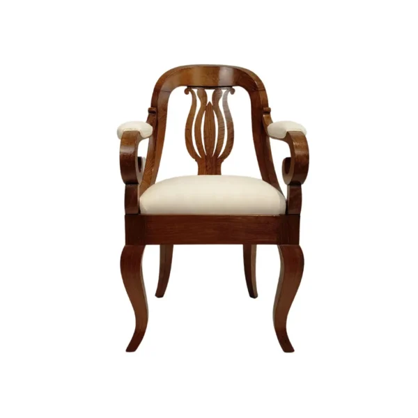 Poltrona in legno di noce del XIX secolo di epoca Biedermeier