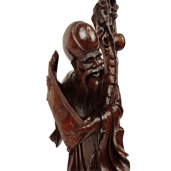 Scultura in legno teak di un Saggio - 1890 circa, Cina - immagine 5