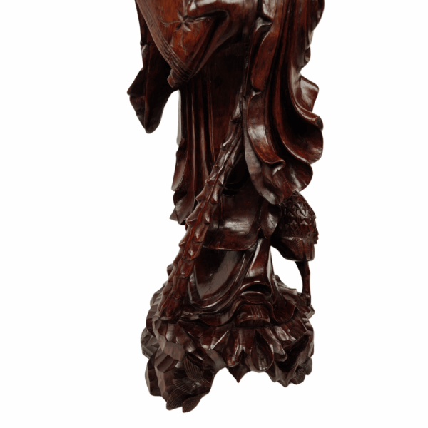 Scultura in legno teak di un Saggio - 1890 circa, Cina - immagine 10