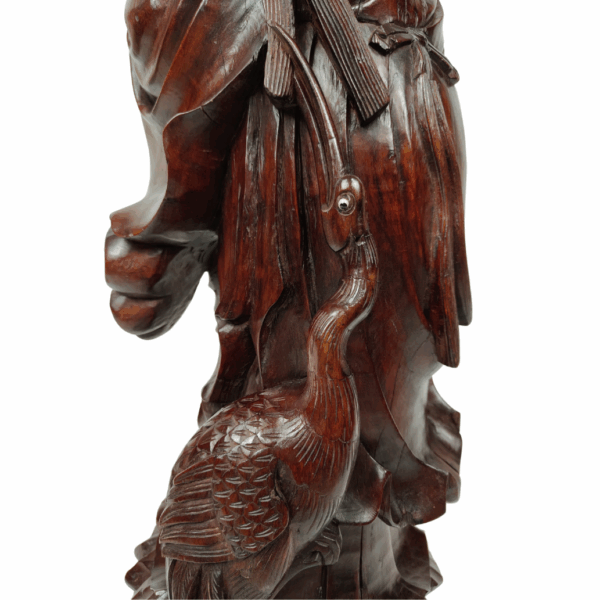 Scultura in legno teak di un Saggio - 1890 circa, Cina - immagine 9