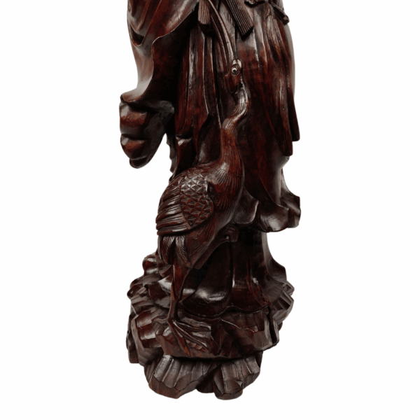 Scultura in legno teak di un Saggio - 1890 circa, Cina - immagine 16