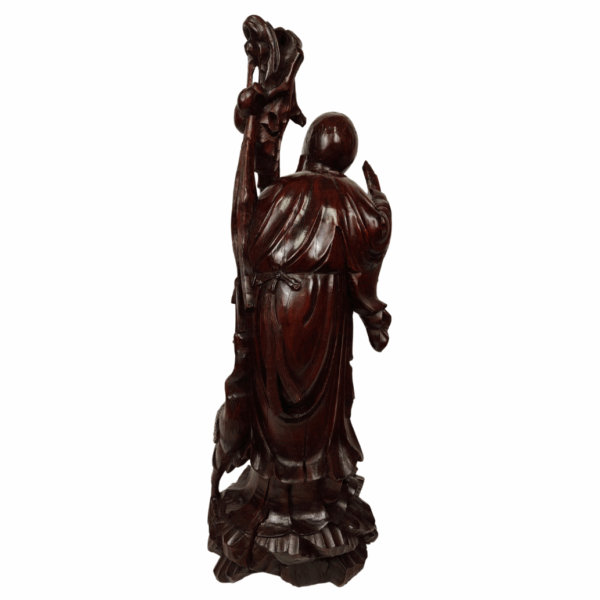 Scultura in legno teak di un Saggio - 1890 circa, Cina - immagine 4