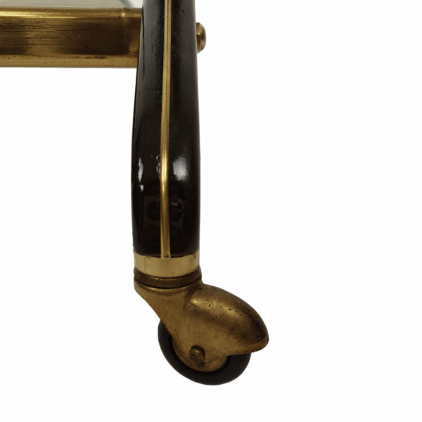 Carrello in legno, vetro e ottone in stile Art Déco - anni '50, Italia - immagine 8