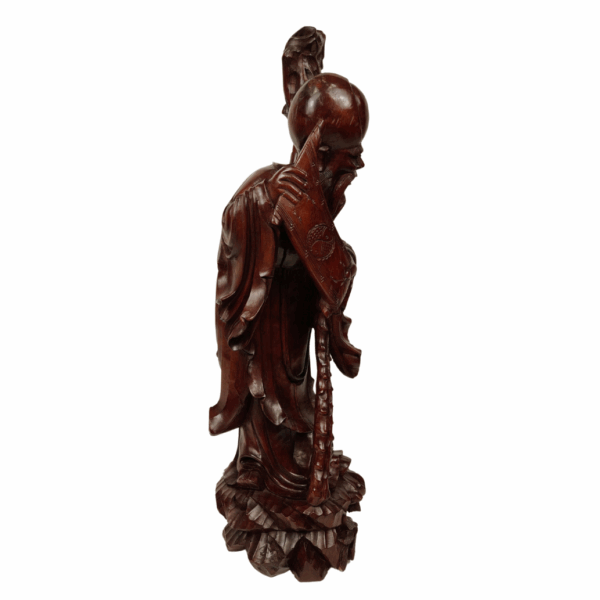 Scultura in legno teak di un Saggio - 1890 circa, Cina - immagine 3