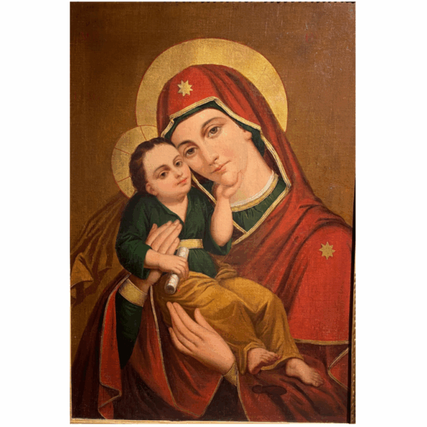 Olio su tela, "Madonna con Bambino" 1850, est Europa - immagine 3