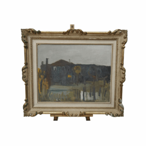 Olio su tela "Casa di campagna" di Carlo Dalla Zorza - 1945, Italia