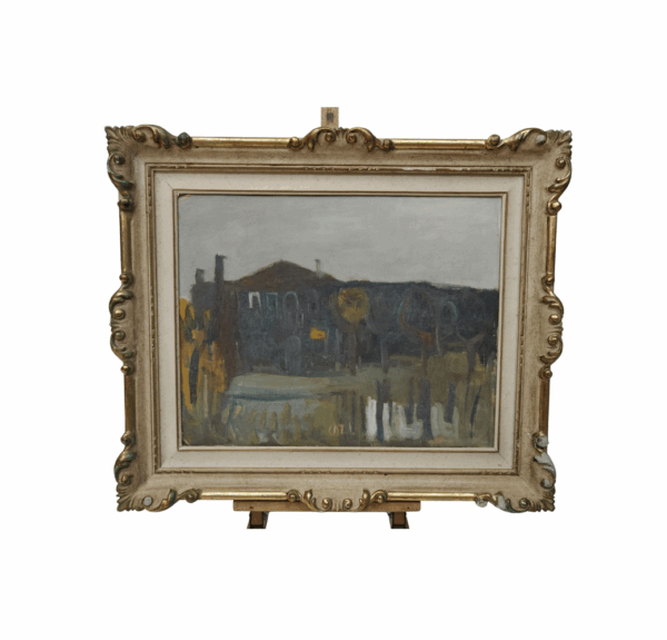 Olio su tela "Casa di campagna" di Carlo Dalla Zorza - 1945, Italia