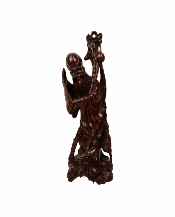 Scultura in legno teak di un Saggio - 1890 circa, Cina