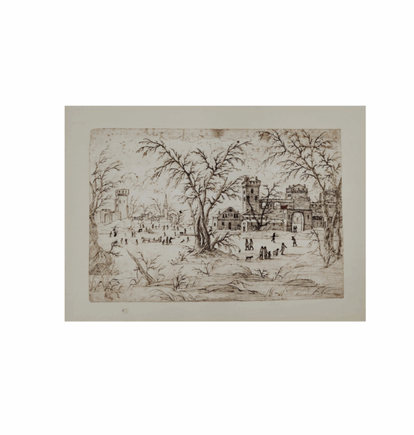 Disegno a china di un paesaggio olandese - 1680, Olanda