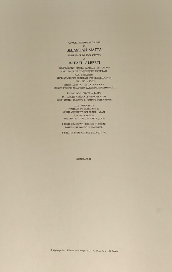 Set di 5 litografie di Sebastian Matta "Los 5 destacados" , 1976 - immagine 7