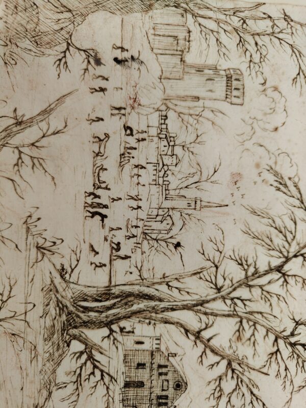 Disegno a china di un paesaggio olandese - 1680, Olanda - immagine 3