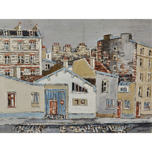 Olio su tela e acquerello, “Paesaggio cittadino, Parigi”, O. Tamburi, 1970 ca. - immagine 2