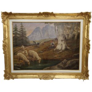 Francesco Noro, olio su tela "Paesaggio Zoldano", 1943, Italia