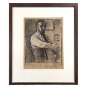 Carboncino e tempera su carta di Alberto Stringa, Autoritratto, anni '20 ca.