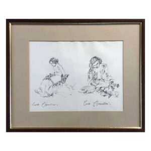 Disegno a matita di Carlo Cherubini, Studio con figure, 1950 ca.