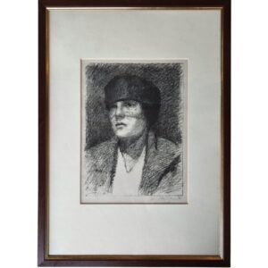 Litografia di Alberto Stringa, Donna con veletta, 1921