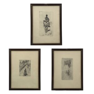 Serie di tre incisioni ad acquaforte attribuite a Giovanni Fattori, fine '800
